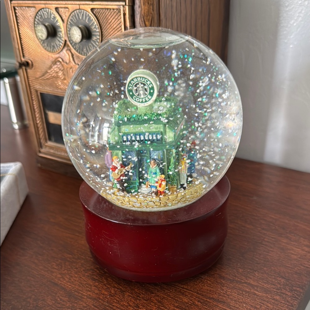 Rare Collectible Starbucks Snow Globe with Red Base (no music)